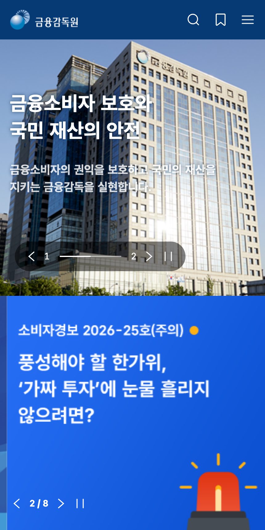 금융감독원 홈페이지