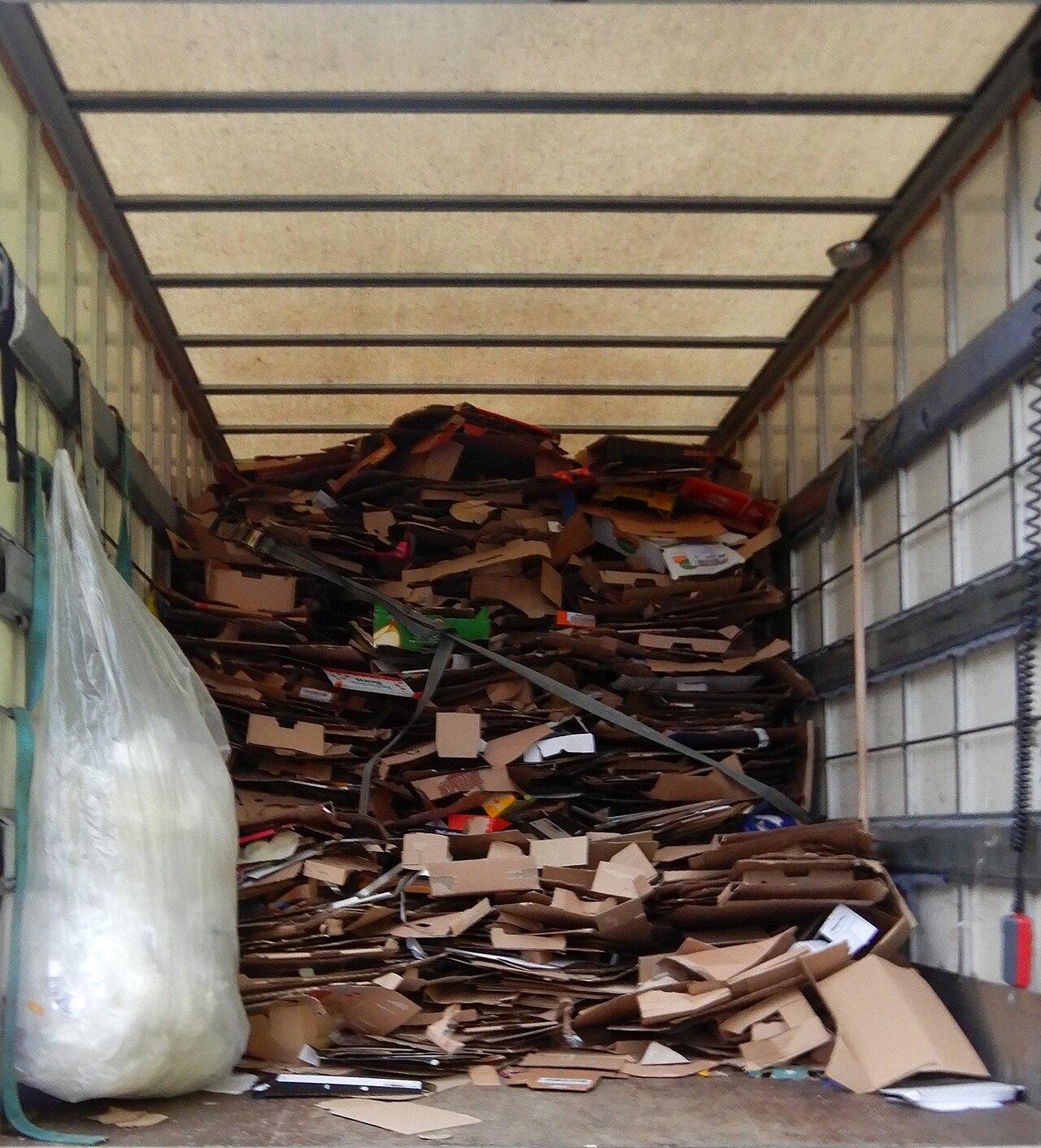Recovery in a big french city (Lille, northern France) of cartons (bottom of the