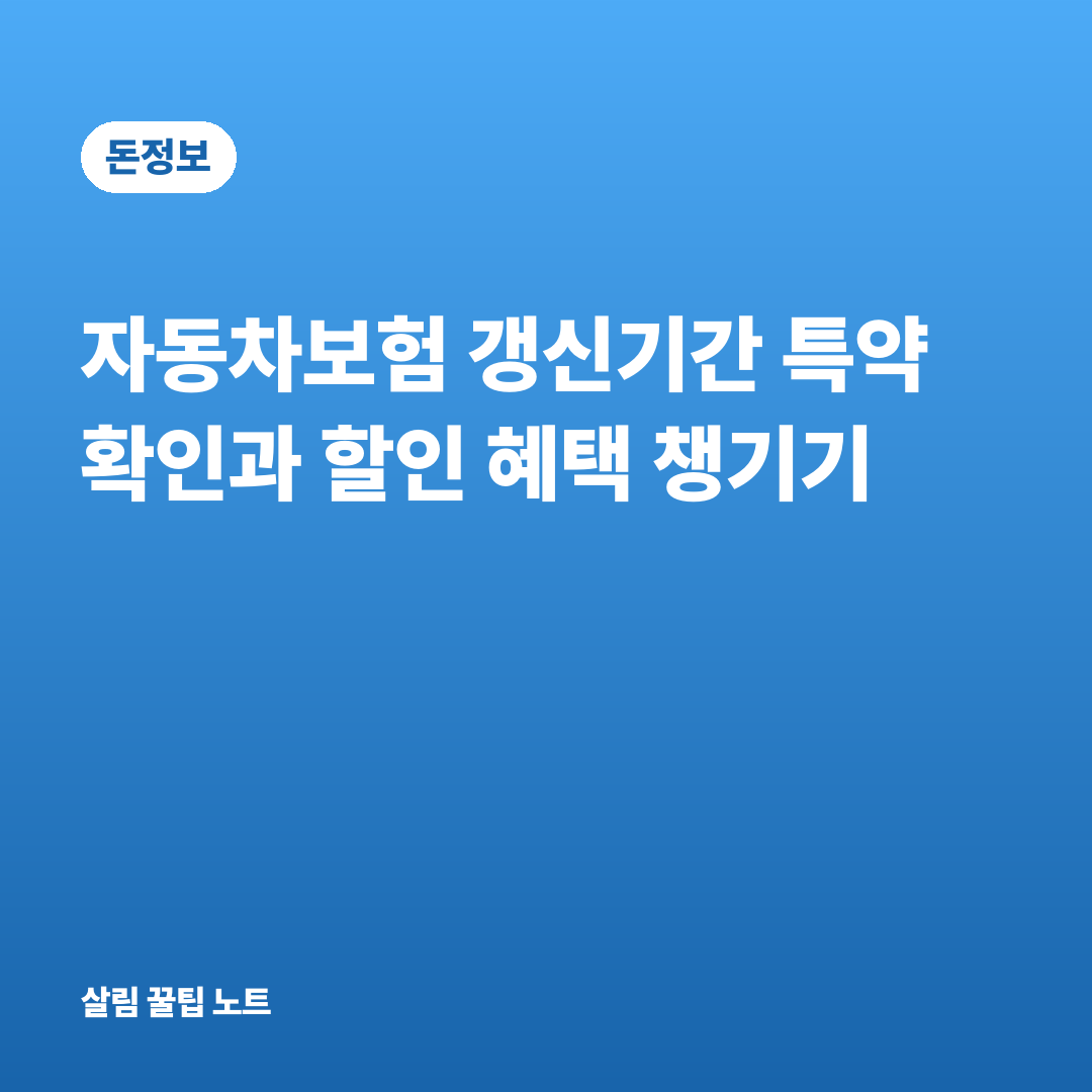 자동차보험 갱신기간 특약 확인과 할인 혜택 챙기기