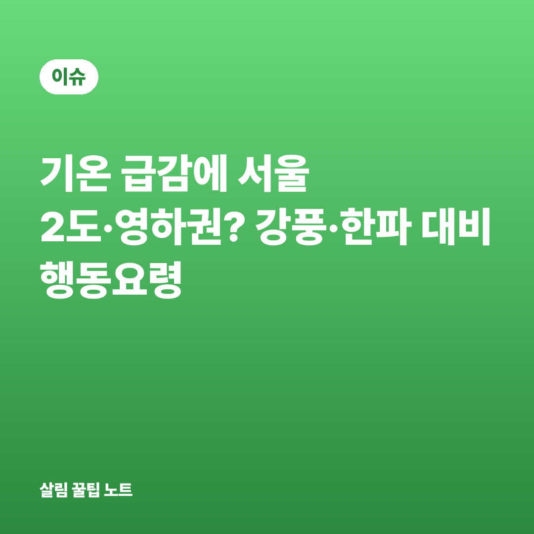 기온 급감에 서울 2도·영하권? 강풍·한파 대비 행동요령