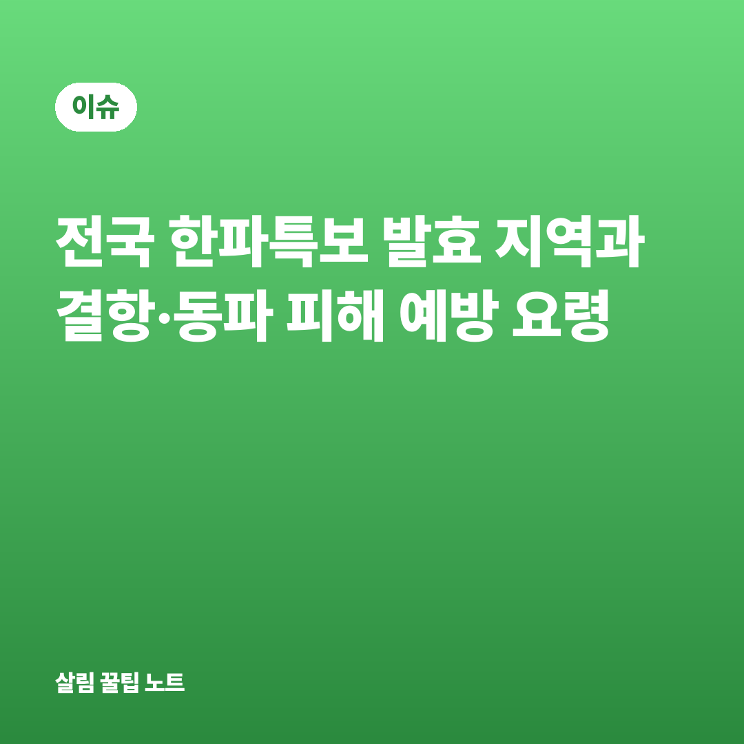 전국 한파특보 발효 지역과 결항·동파 피해 예방 요령