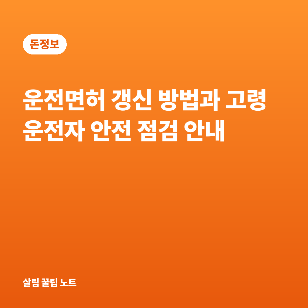 운전면허 갱신 방법과 고령 운전자 안전 점검 안내
