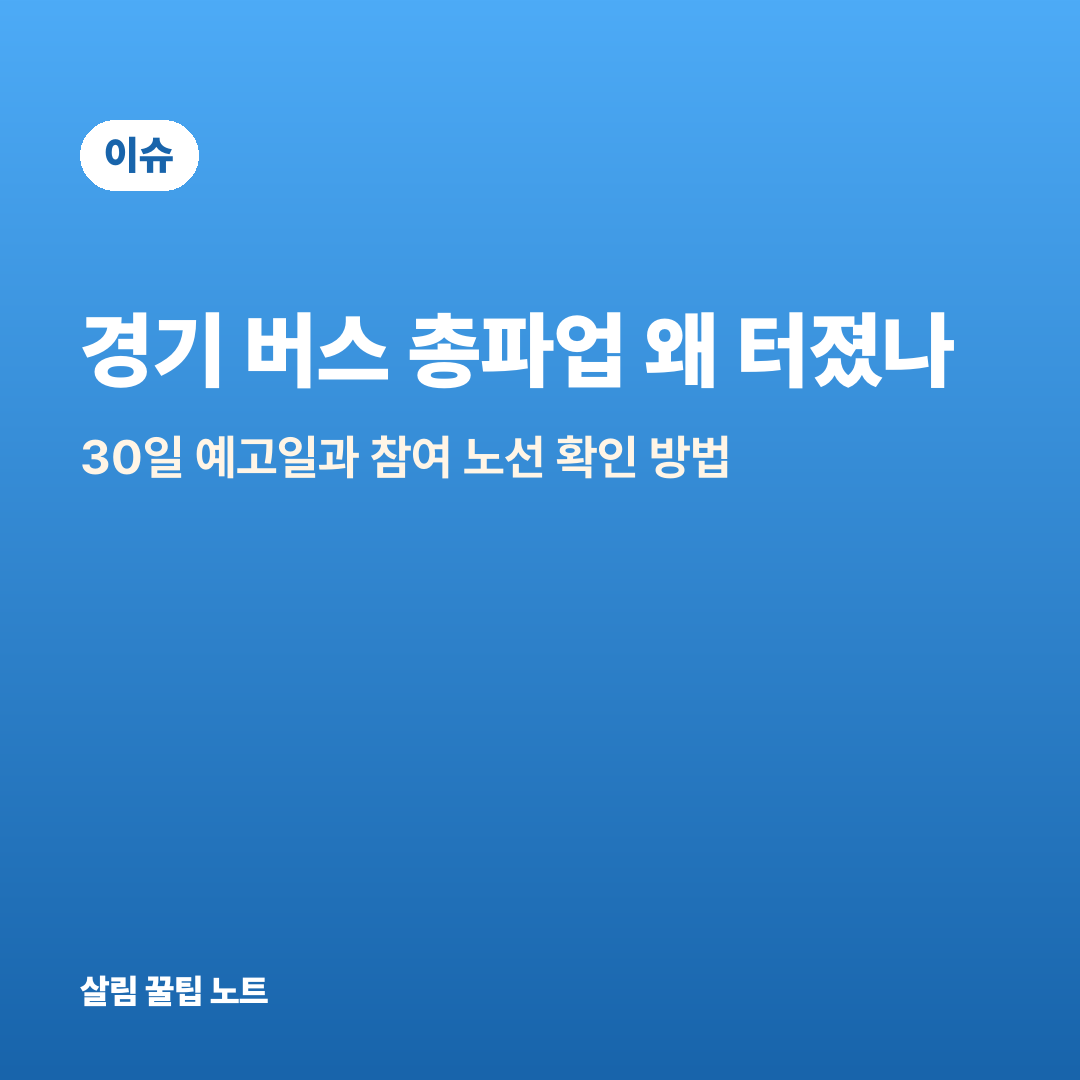 경기 버스 총파업 왜 터졌나 — 30일 예고일과 참여 노선 확인 방법