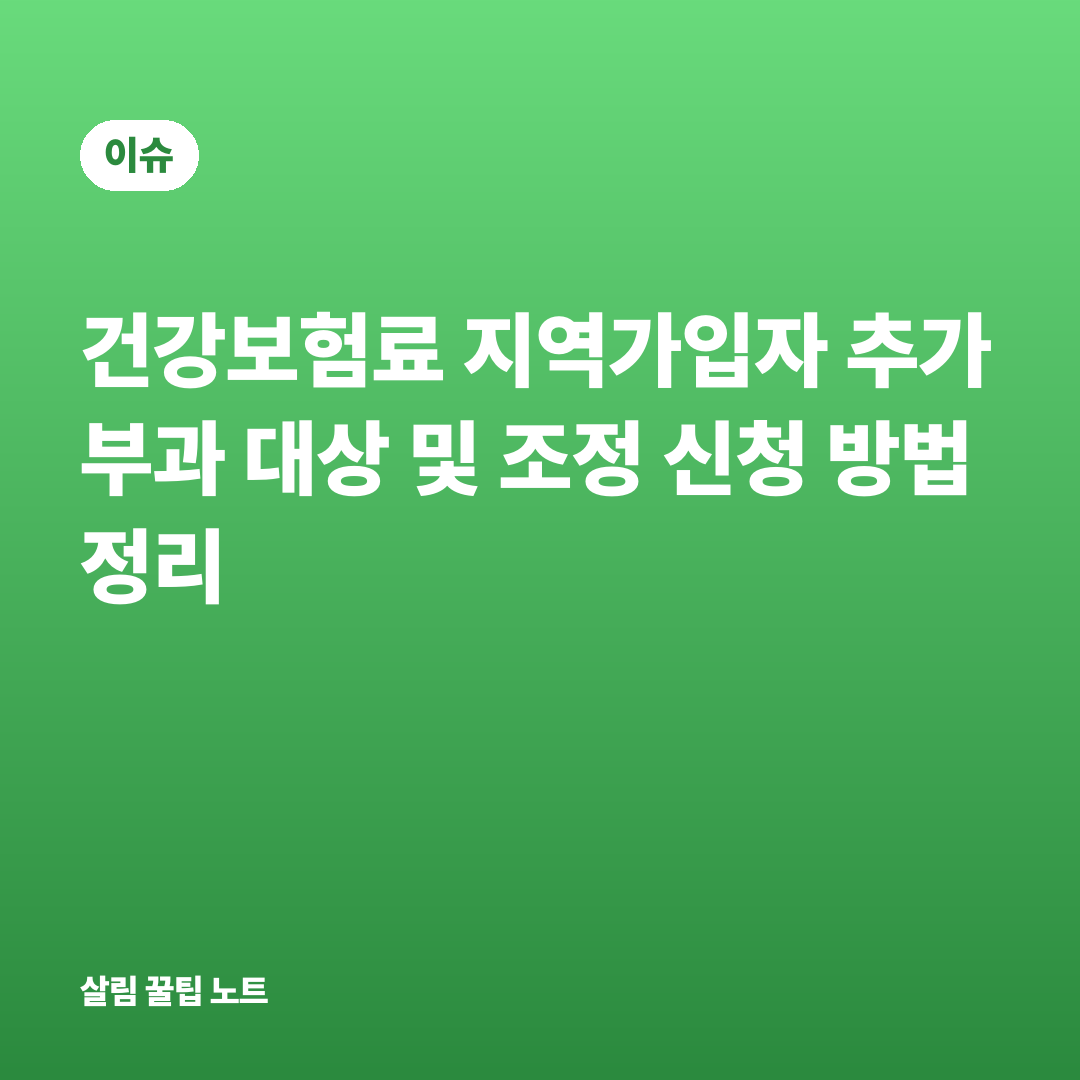 건강보험료 지역가입자 추가 부과 대상 및 조정 신청 방법 정리