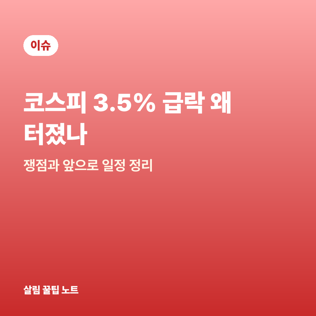 코스피 3.5% 급락 왜 터졌나 — 쟁점과 앞으로 일정 정리