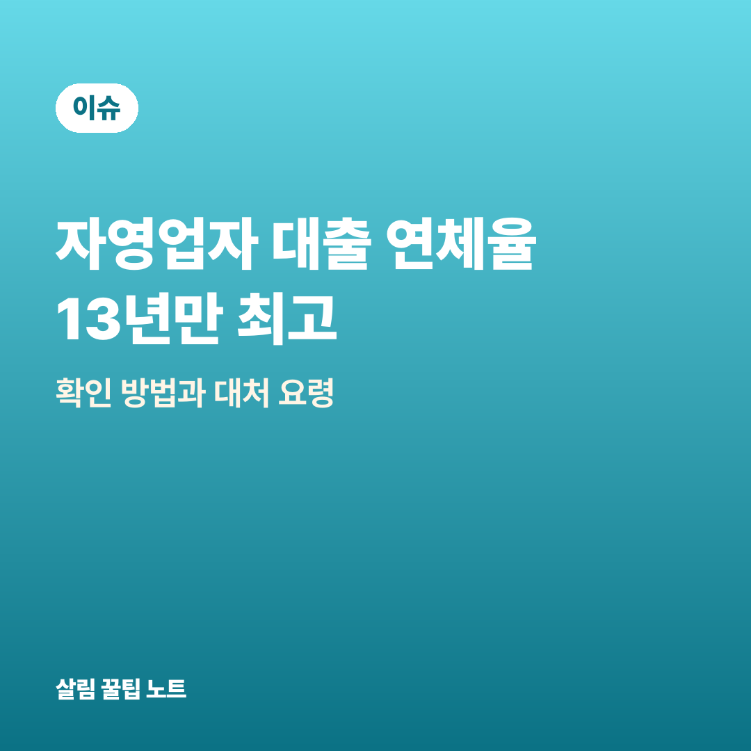 자영업자 대출 연체율 13년만 최고 — 확인 방법과 대처 요령