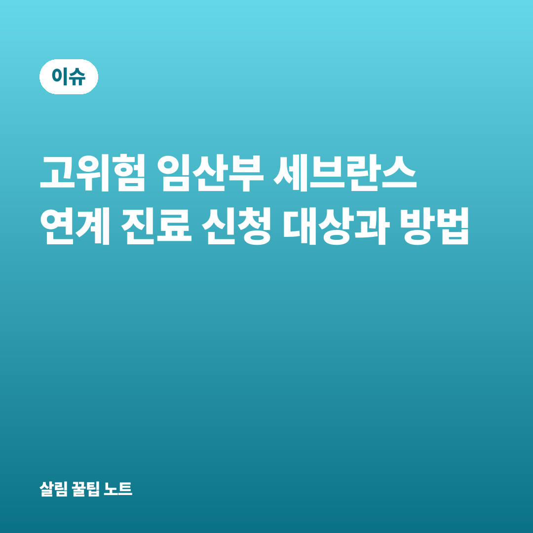 고위험 임산부 세브란스 연계 진료 신청 대상과 방법