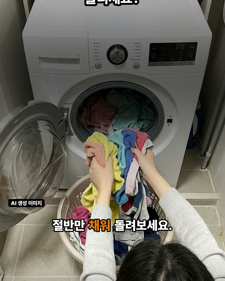 스마트폰 수평계 기능으로 세탁기 4개 다리 밀착시키기 장면