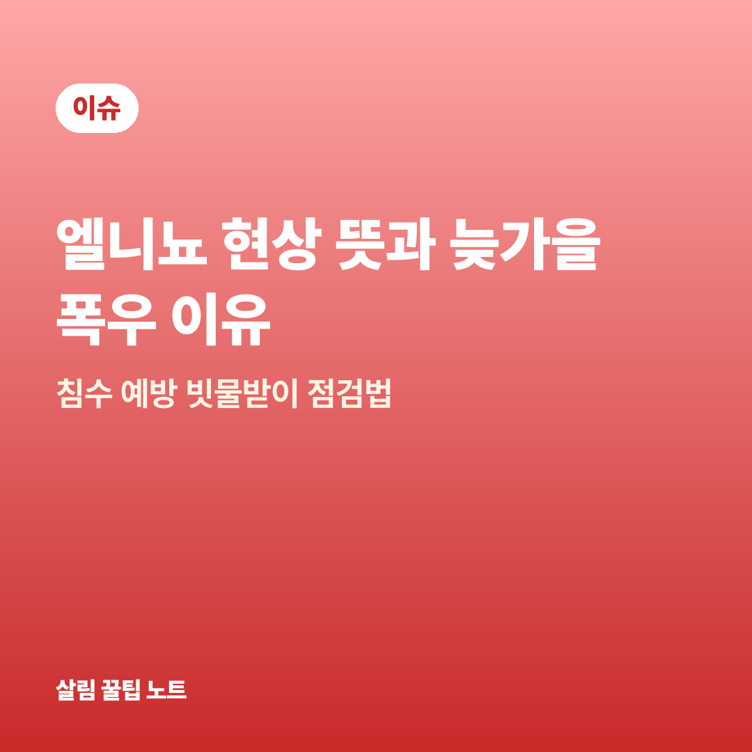 엘니뇨 현상 뜻과 늦가을 폭우 이유 — 침수 예방 빗물받이 점검법